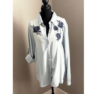 Velvet Heart Light Blue Denim-Look Shirt